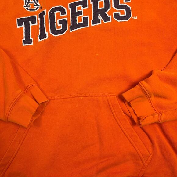 VTG Auburn Tigers Pullover Hoodie Stitched Spell Out Varsity Sz L Orange Y2K - Picture 3 of 7